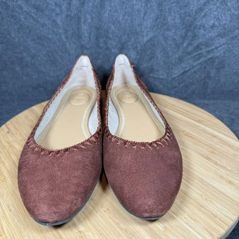 Jack Rogers Bordo Suede Leather Ballet Flats‎ Size 9.5 M